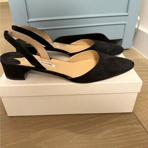 Manolo Blahnik Aspro Suede Block-Heel Slingback Pump